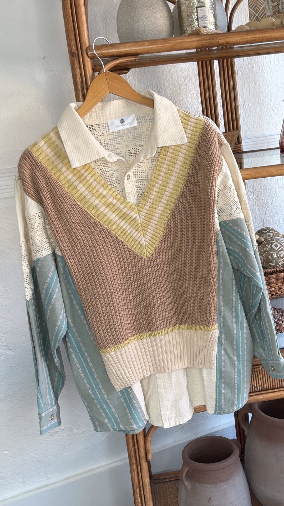 Willa Layered Vest Top, Blue/Taupe