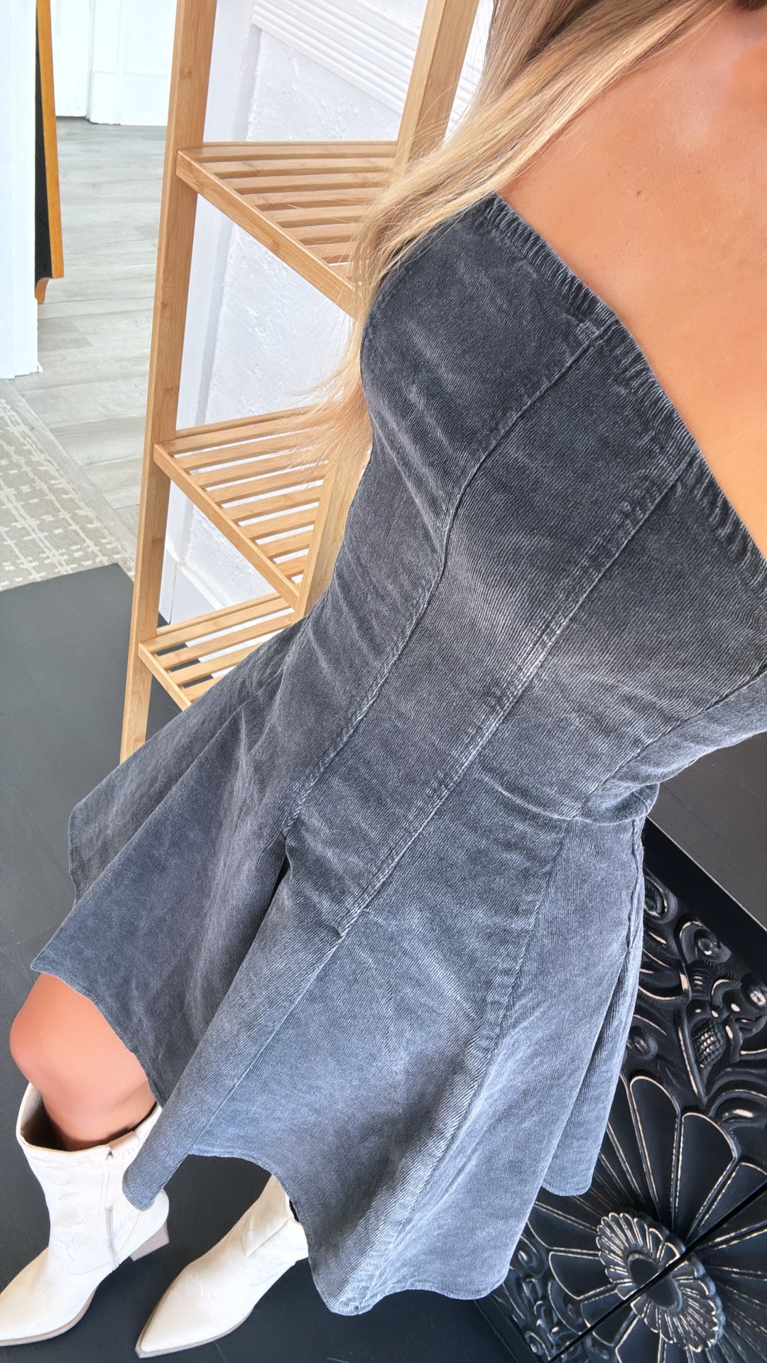 Western City Streets Mini Dress, Black