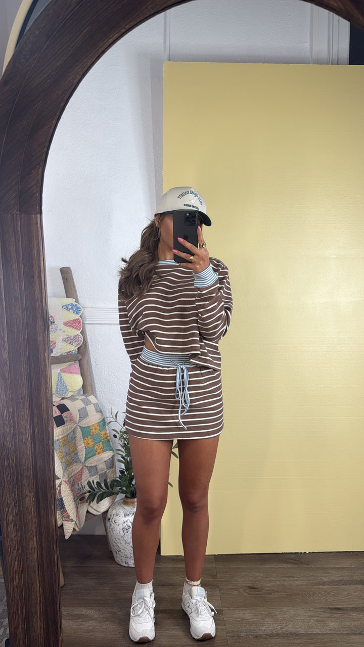 The Stripe Edit Two Piece Set, Mocha