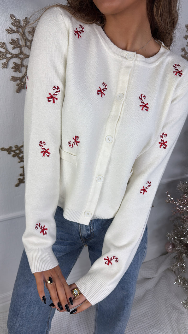 Candy Cane Lane Sweater, Cream