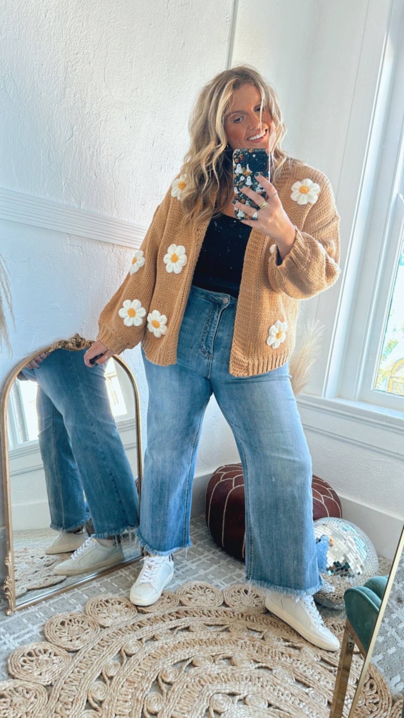 Touch Of Daisy Floral Knit Cardi, Camel – Everyday Chic Boutique