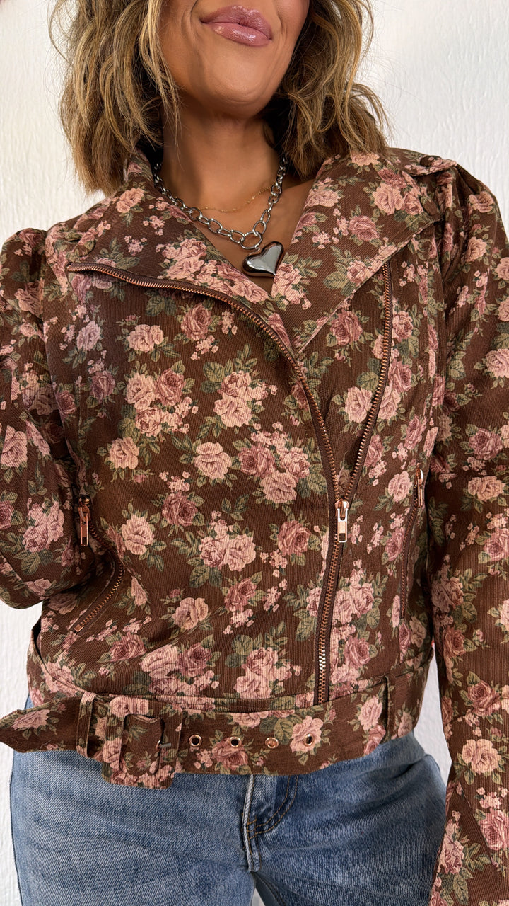 Bronze Blooms Blazer, Brown Combo