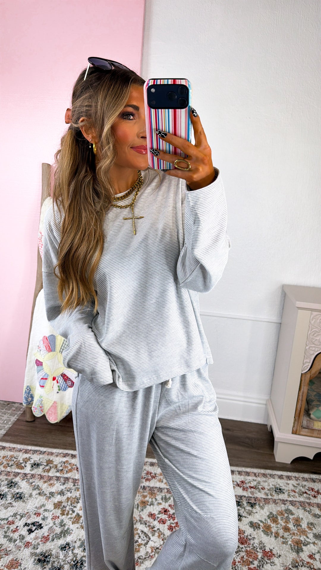 Day Blinks Two Piece Set, H.Grey/ Cream