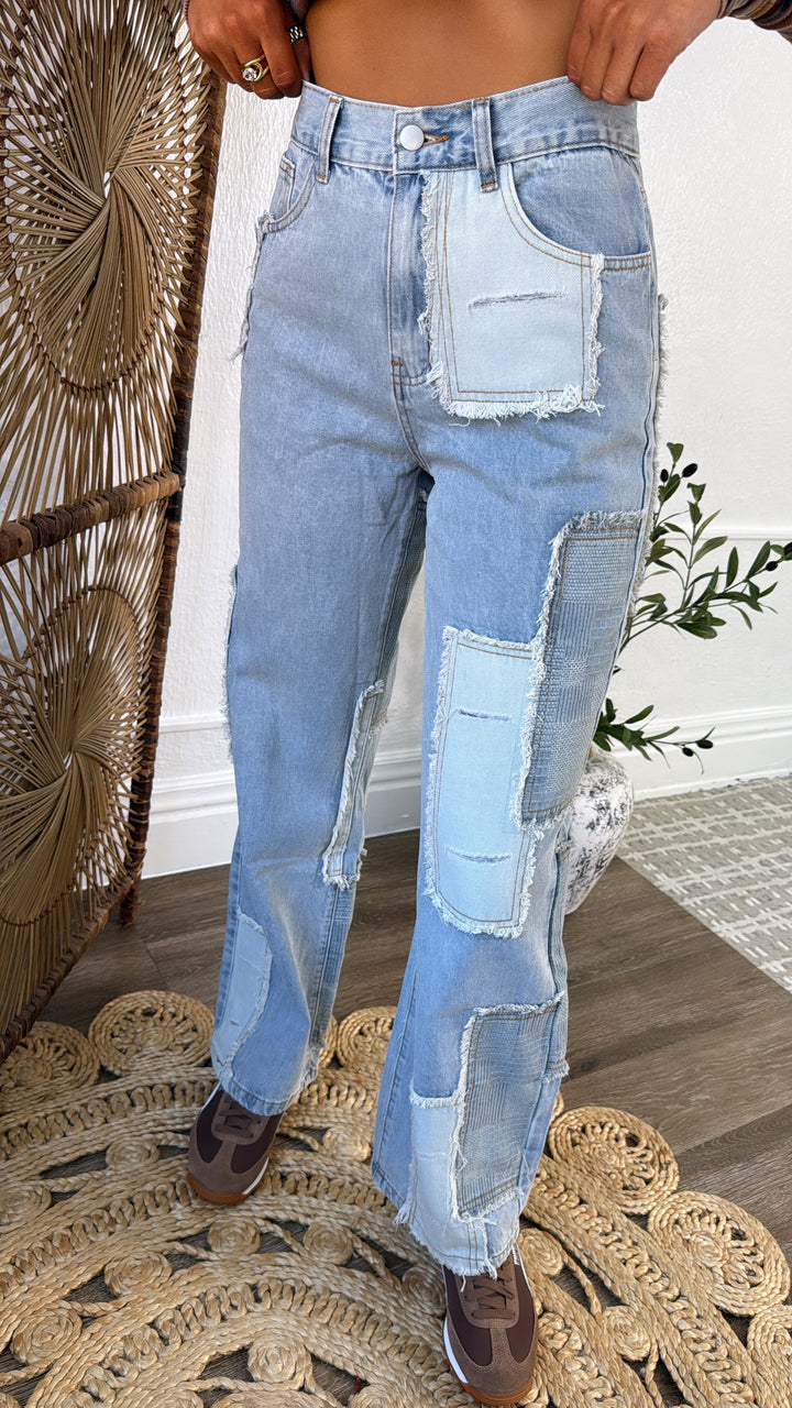 Patchwork Denim Jeans