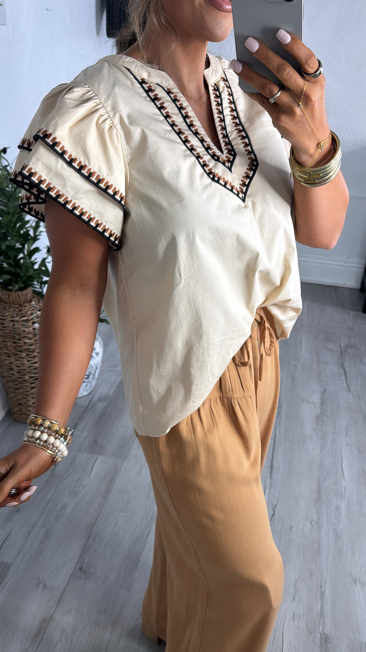 Juniper Pearl Blouse, Taupe