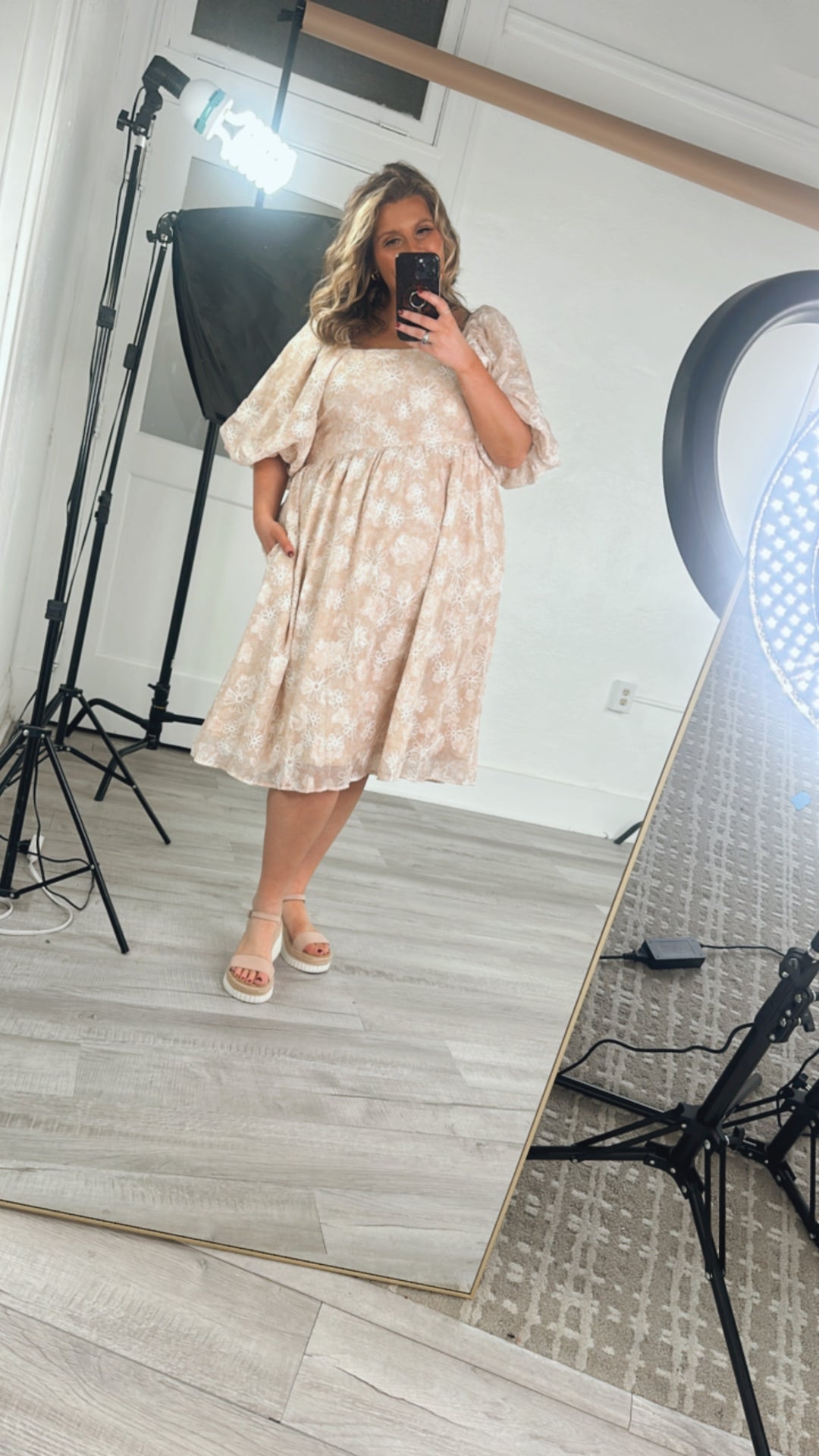 Floral Chiffon Midi Dress, Sand Everyday Chic Boutique Floral Chiffon Midi Dress, Sand Everyday Chic Boutique