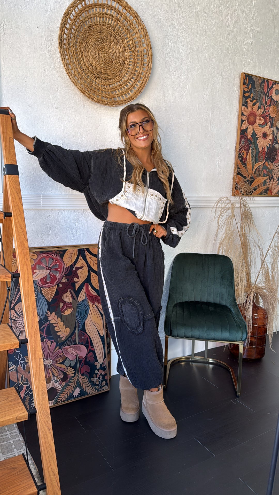 Studded Jogger, Black