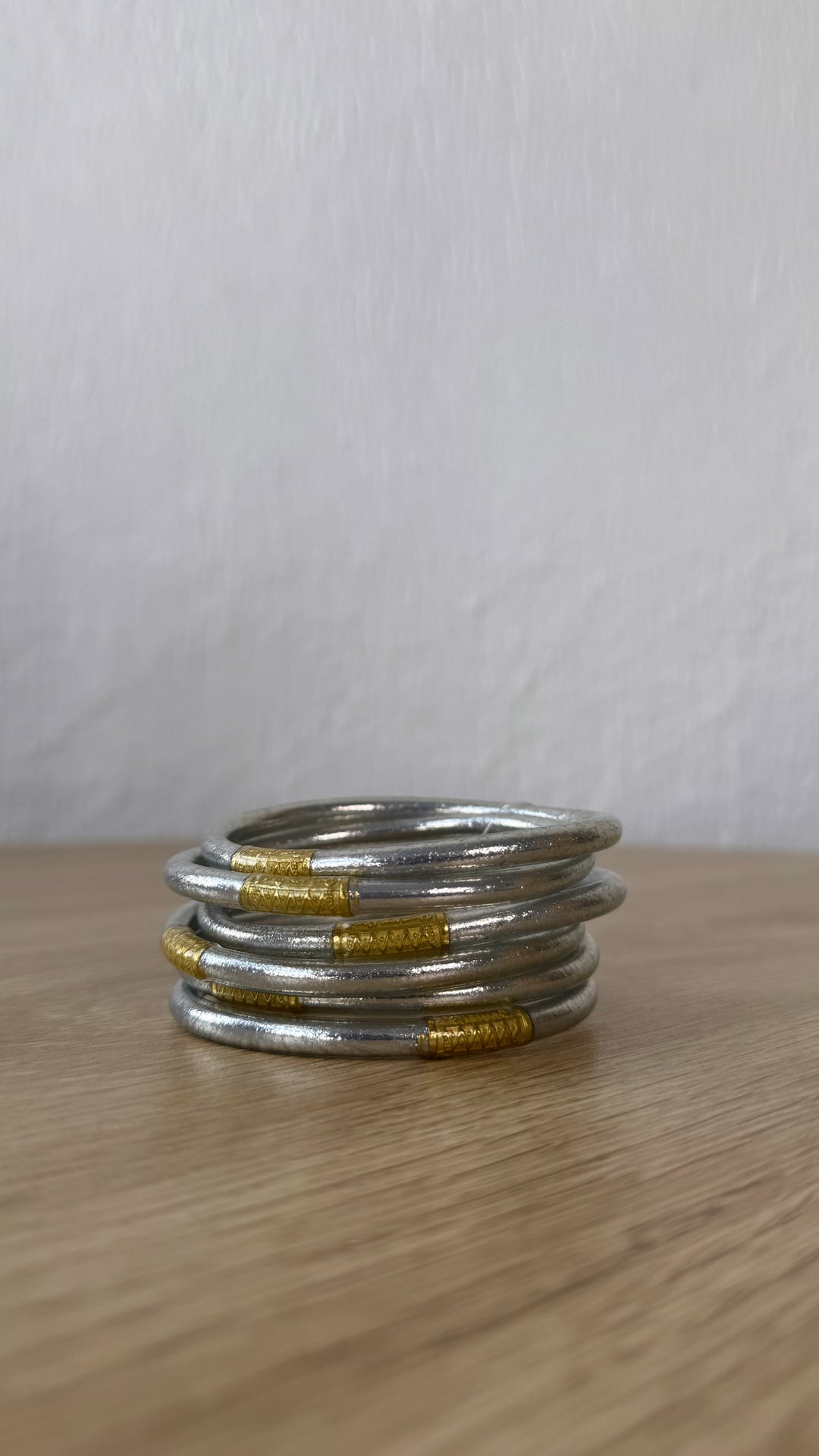 BuDhaGirl: Silver All Weather Bangle (Set of 6)- Serenity Prayer