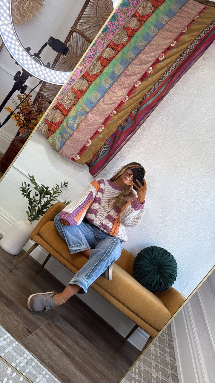 Winnie Knit Sweater, Lavender/Multi