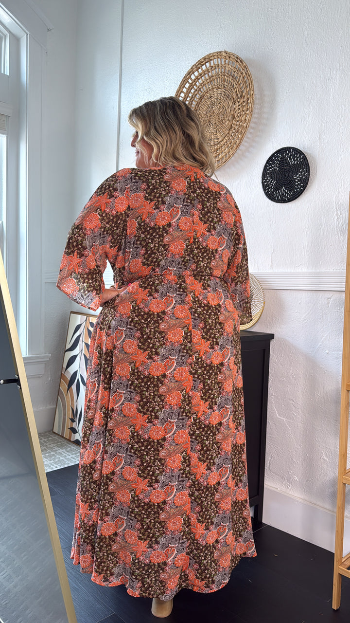 Payton Paisley Dress, Brown