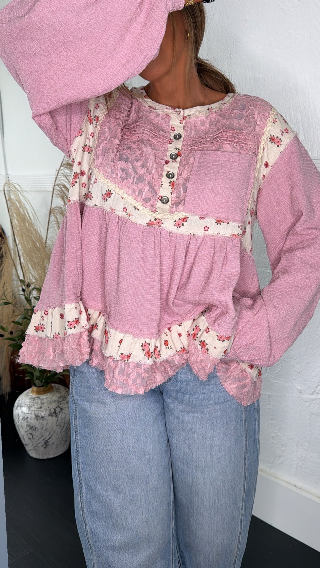 DOORBUSTER: POL Simple & Sweet Blouse, Dusty Pink