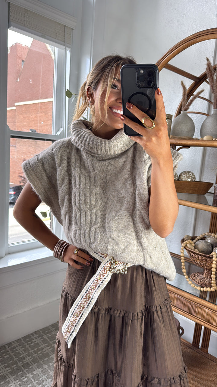 Cozy Knit Turtle Neck Sweater, Lt. Taupe