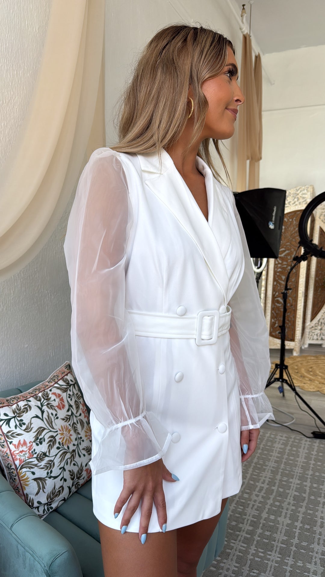 Let's Meet Up Blazer Dress, White Medium Let's Meet Up Blazer Dress, White Medium