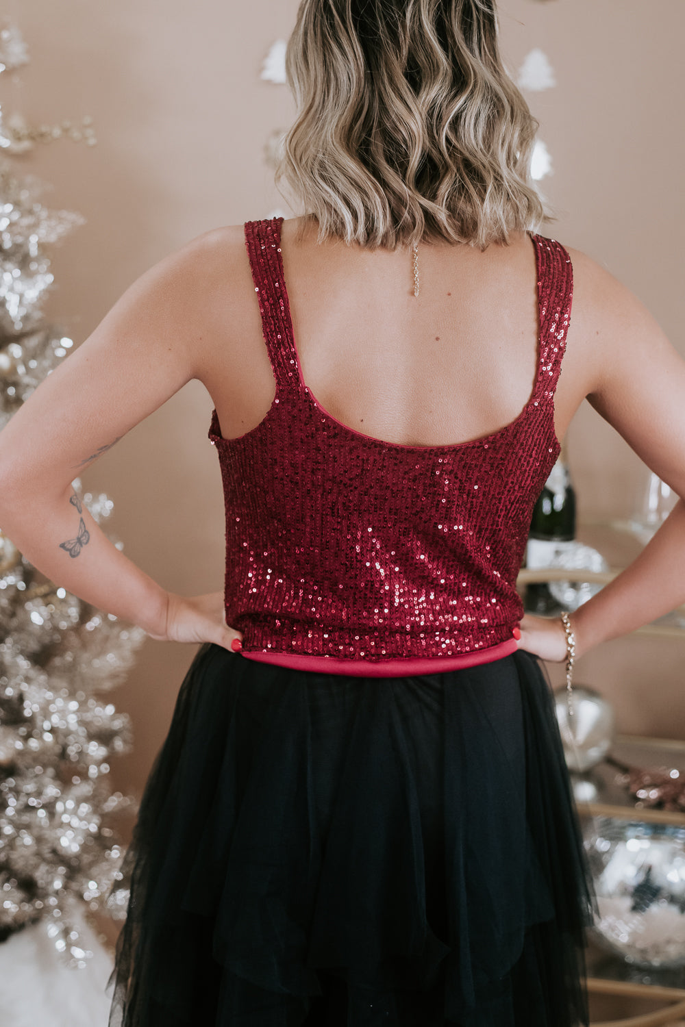 Giving Glam Sequin Tank, Wine