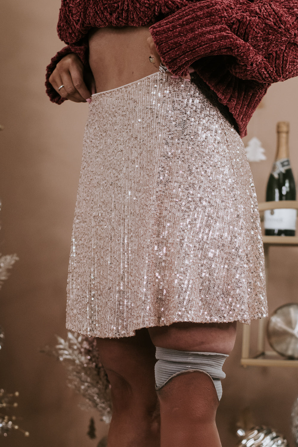 Born To Sparkle Mini Skirt, Champagne