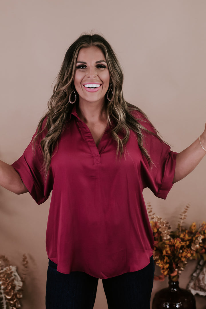 Pure Perfection Blouse, Burgundy
