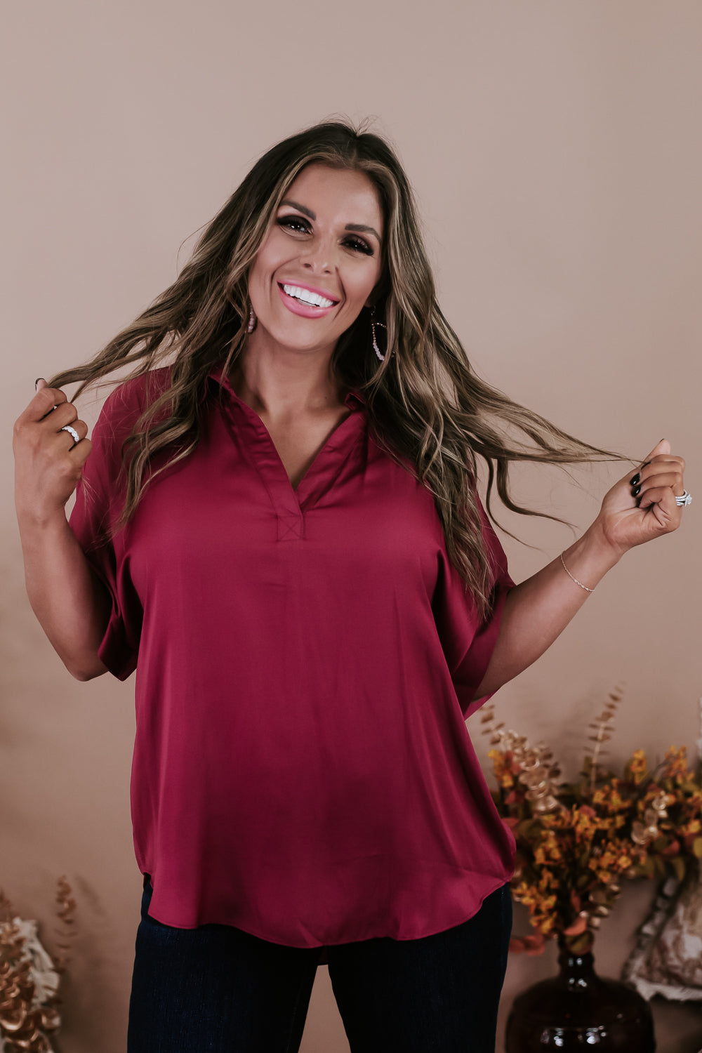 Pure Perfection Blouse, Burgundy