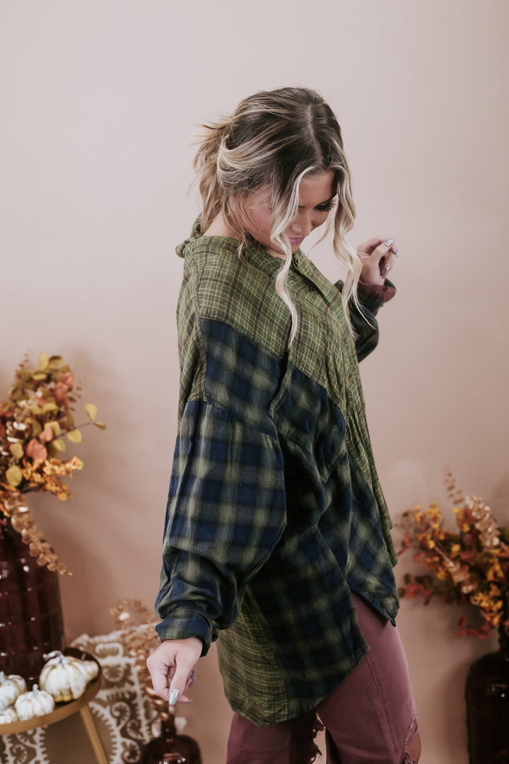 Acid Washed Button Down Flannel, Green