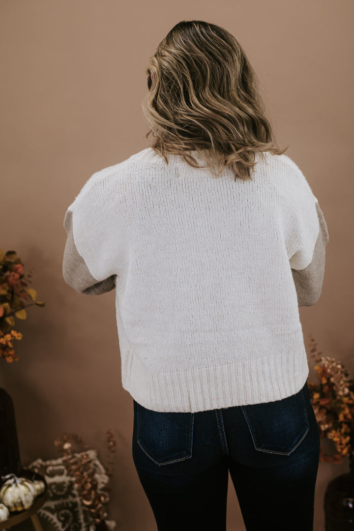 Cropped Pocket Sweater, Taupe