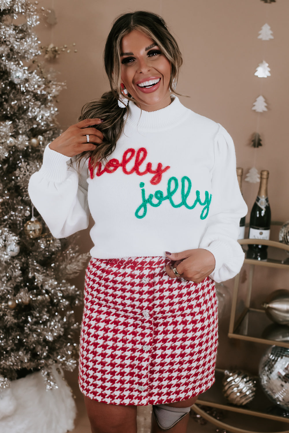 Holly Jolly sweater- Christmas sweater- Holiday party ootd - Festive sweater