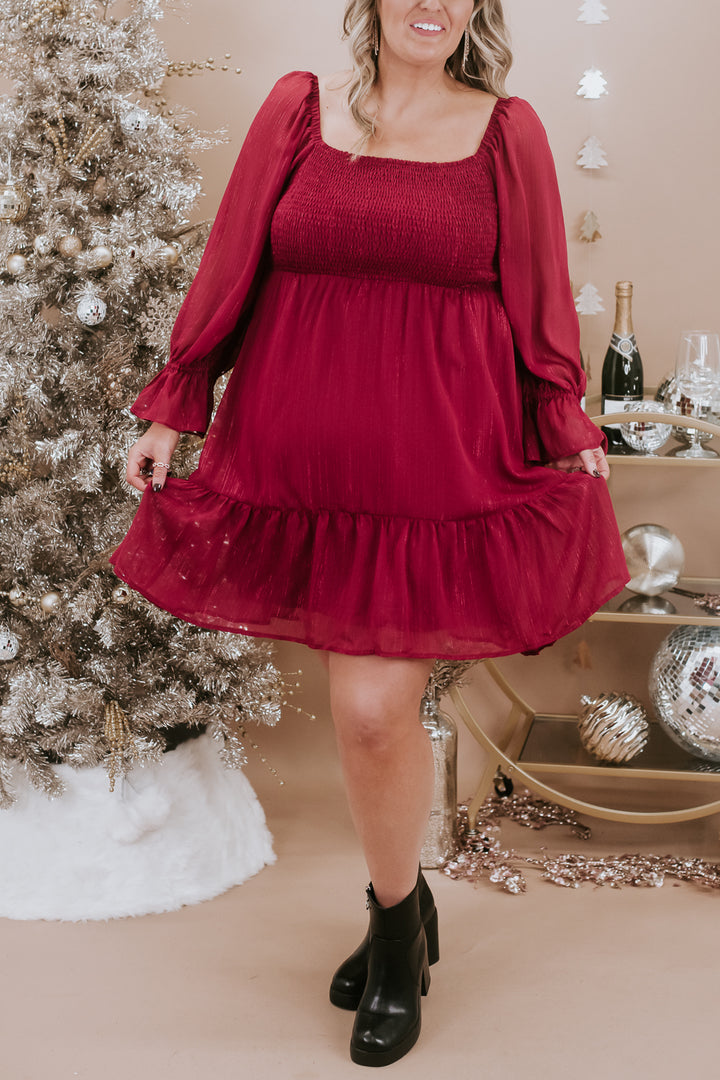 Stay Stunning Mini Dress, Burgundy