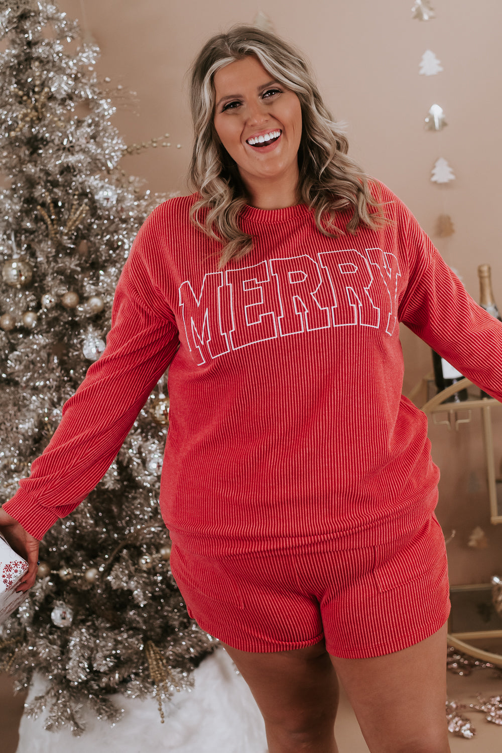 Cozy Merry Ribbed Set, Red