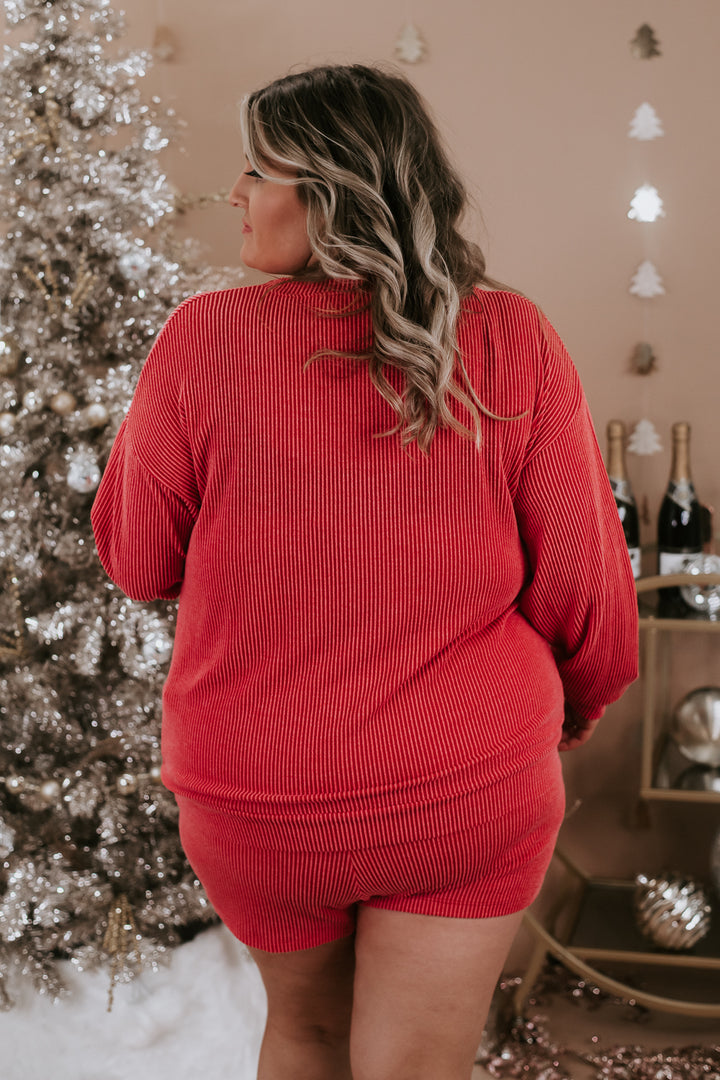 Cozy Merry Ribbed Set, Red
