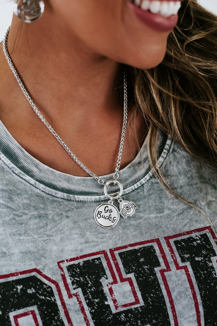 Go Bucks Knotted Necklace, Silver