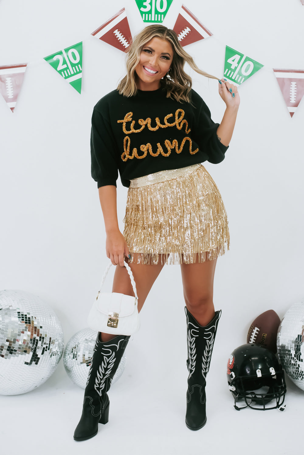 Shake It Off Gold Fringe Sequin Skirt