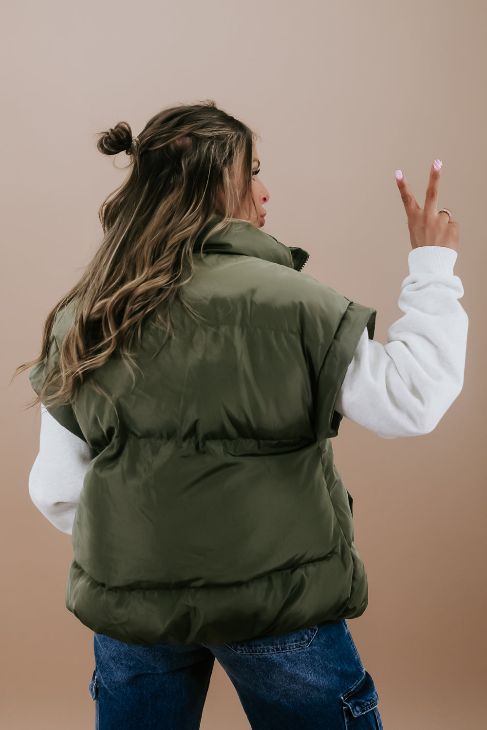 Over Sized Puffer Vest, Green