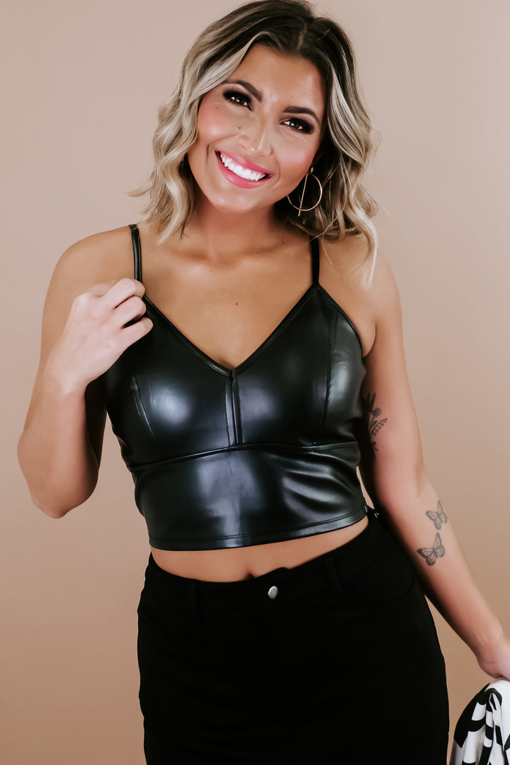 Show Out Leather Tank, Black