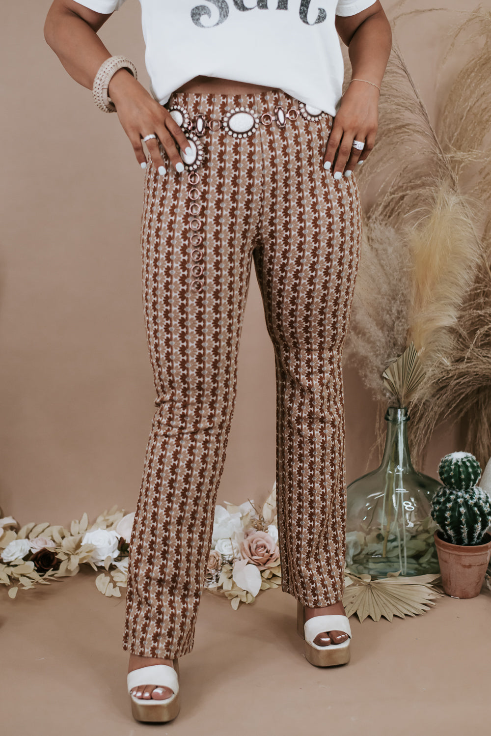 In The Groove Floral Pant, Camel