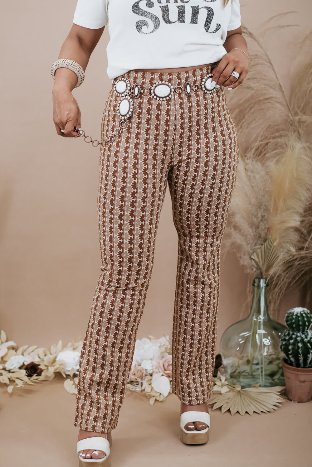 In The Groove Floral Pant, Camel