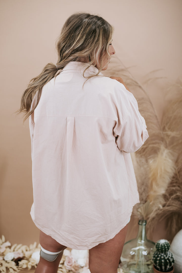 Big Chill Slouchy Button Up, Blush