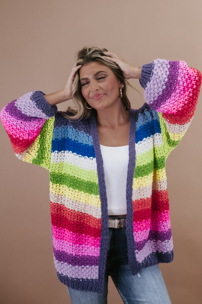 Rainbow Knit Rainbow Oversized Cardigan Oversized Cardigan Rainbow