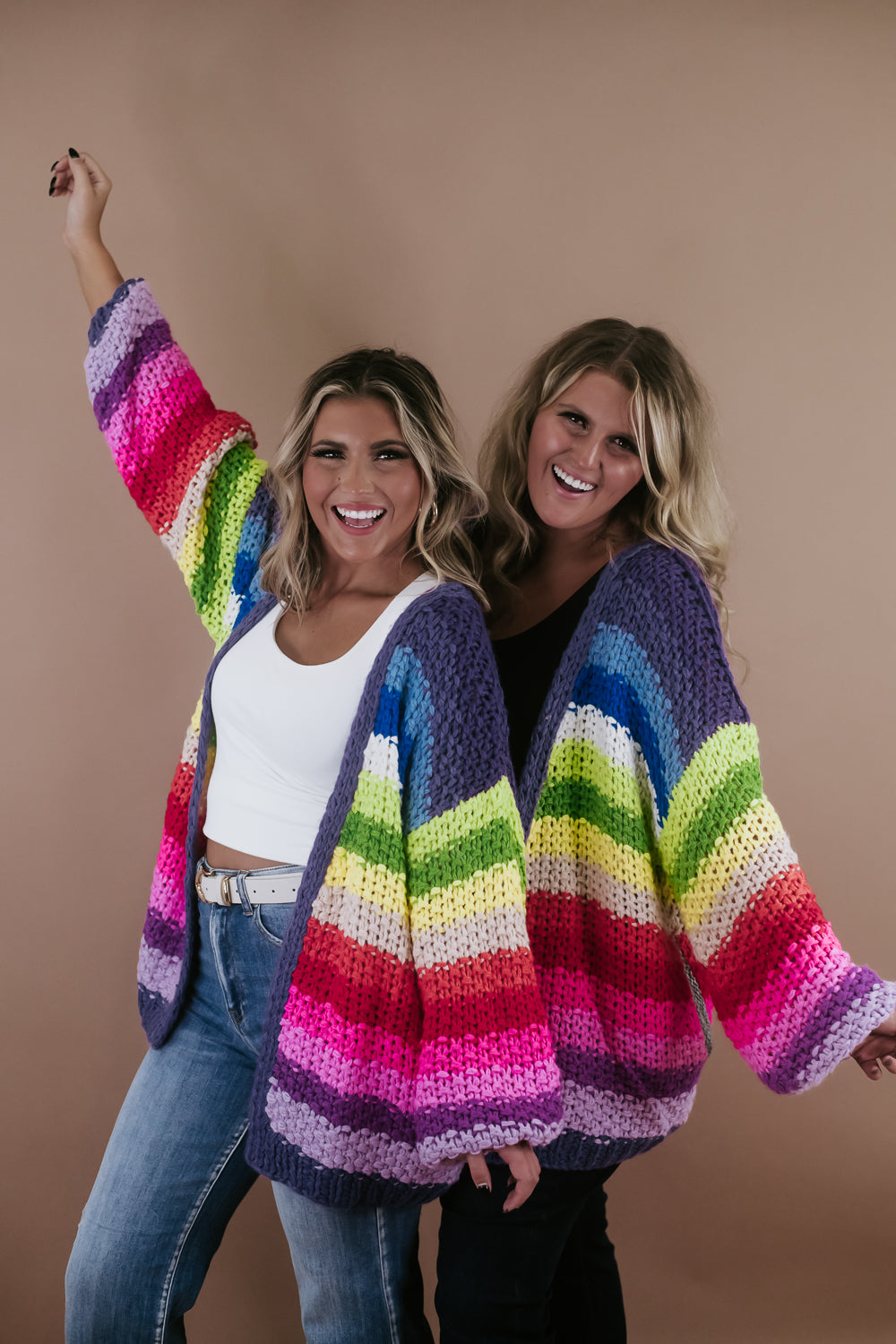Hand Crochet Oversized Cardigan, Rainbow