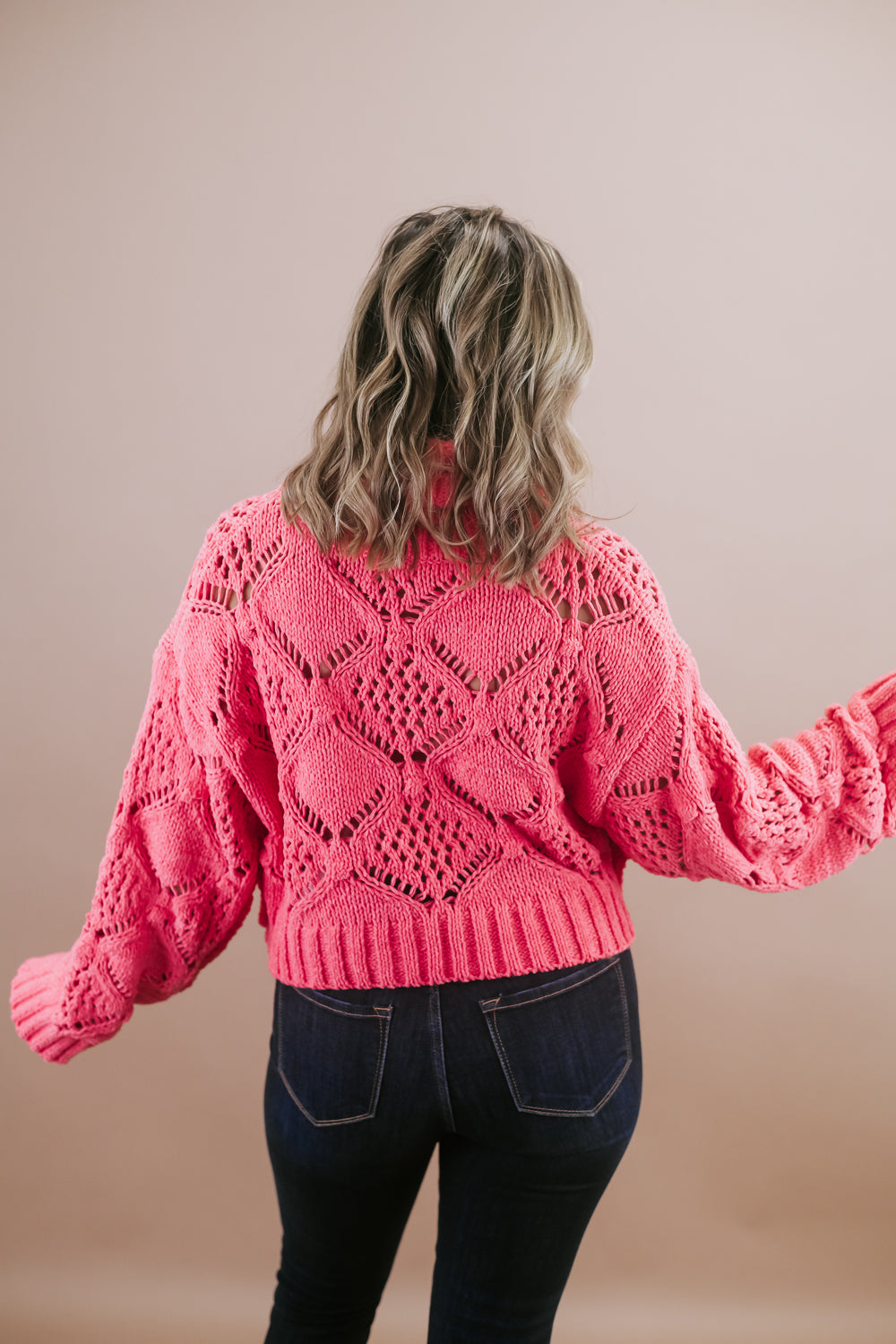 Call Me Maybe Cable Knit Sweater, Pink