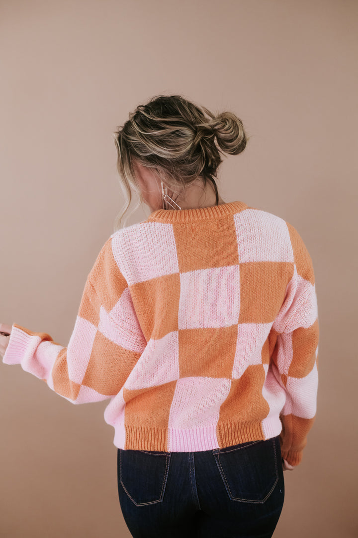 BY TOGETHER: Check Me Out Cropped Sweater, Orange