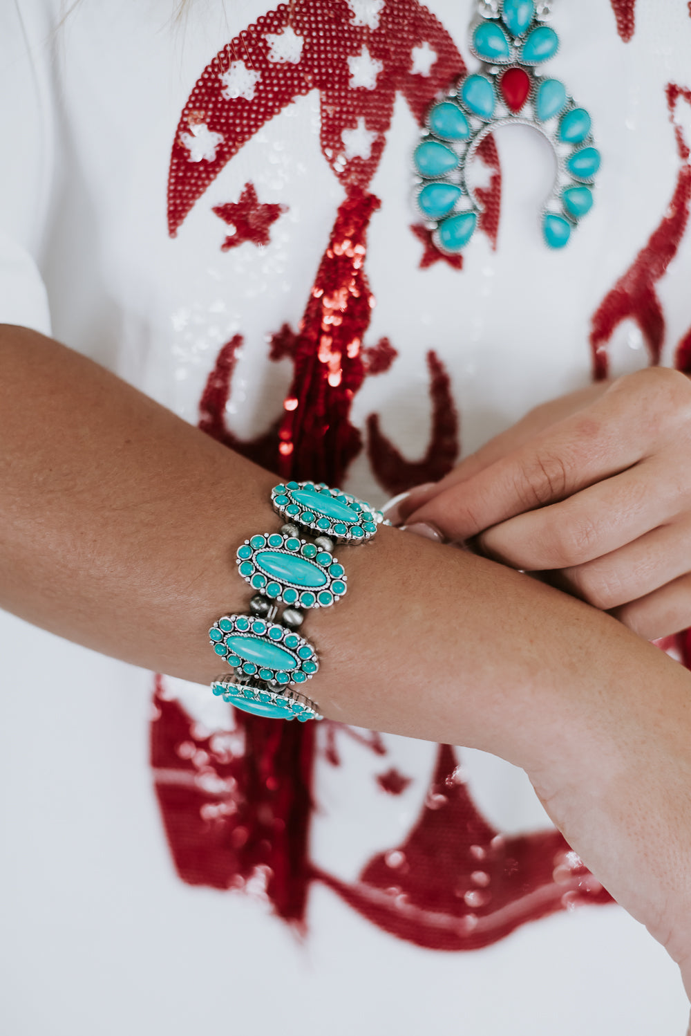 Cowgirl Concho Bracelet, Turquoise