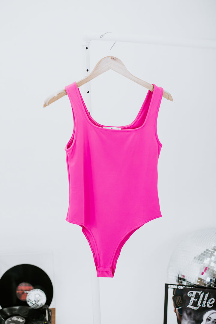Afterglow Basic Bodysuit, Hot Pink