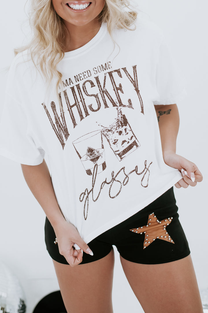 Whiskey Glasses Graphic Tee, White