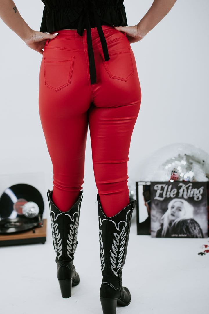 Nights Like This Leather Skinny Pant, Red