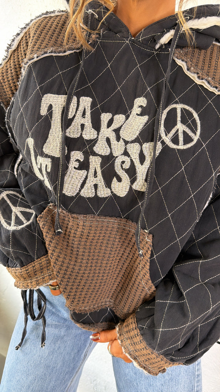 Take It Easy Hoodie, Black Multi