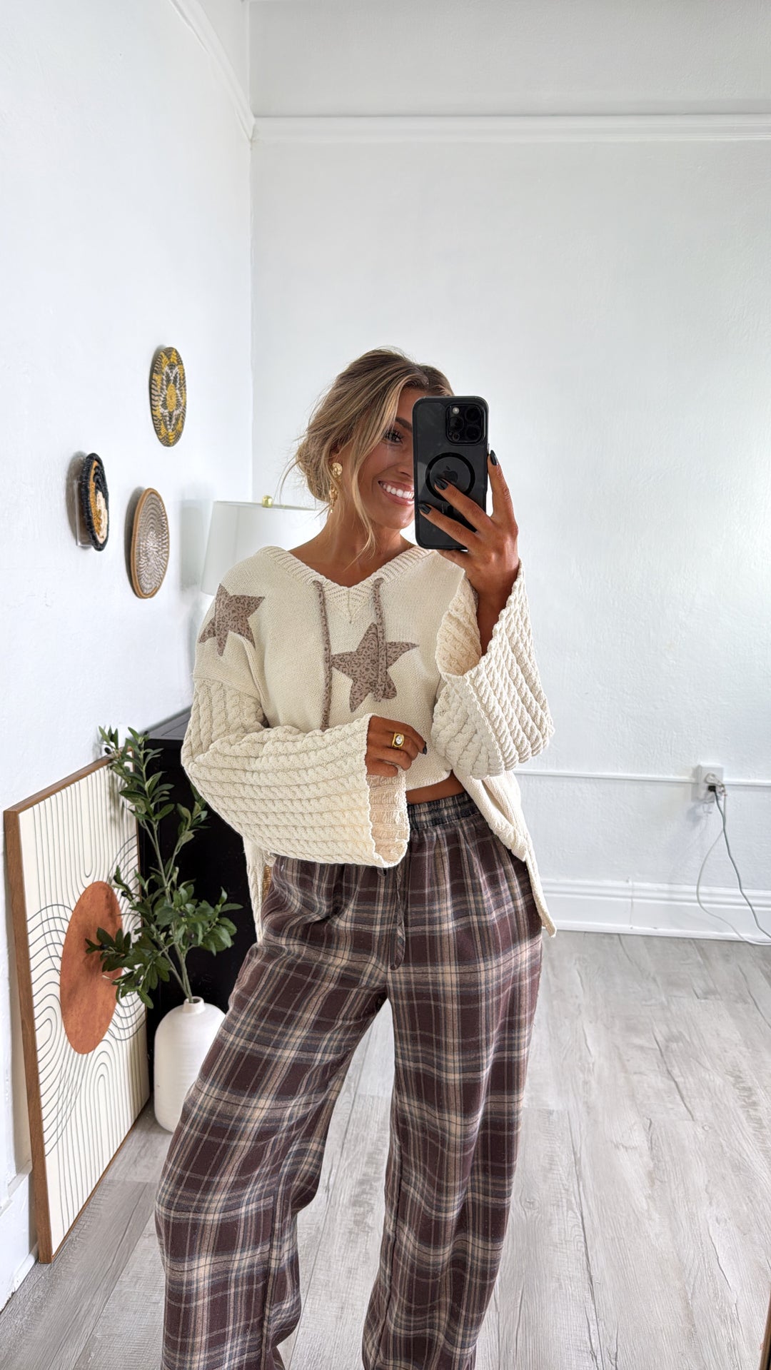 Soft Hazelnut Plaid Pants, Brown