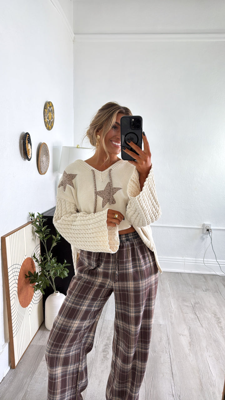 Soft Hazelnut Plaid Pants, Brown