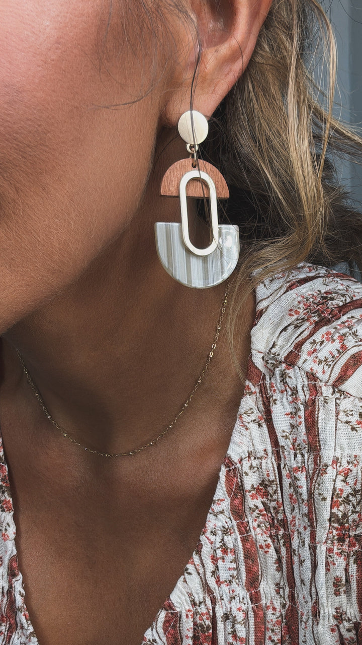 Lux Loop Earring, Wood/Olive