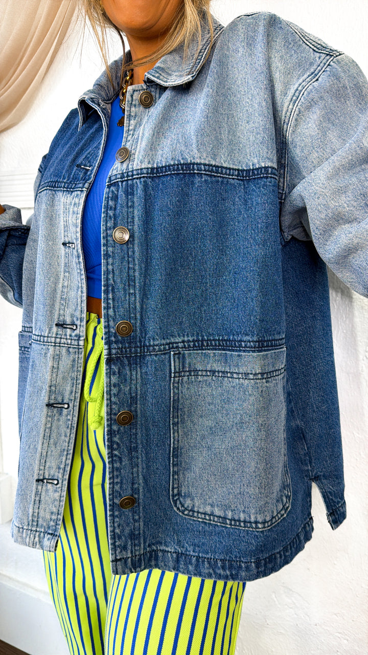 Button Up Denim Jacket, Denim Mix