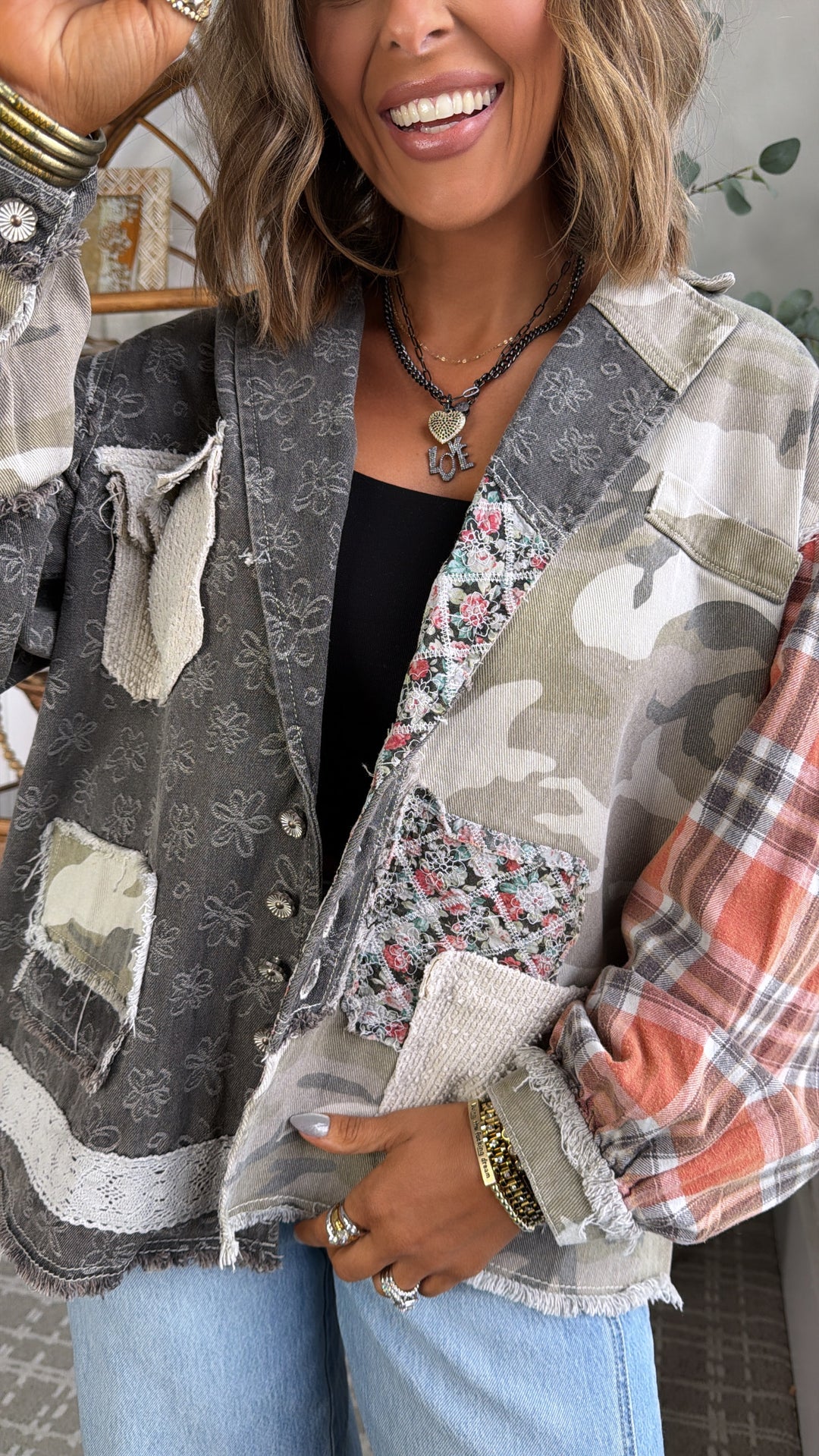 Camo Petal Jacket, Black