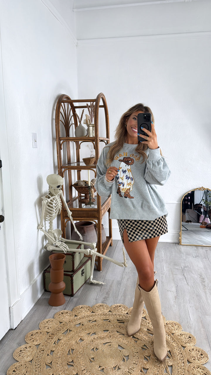 Spooky Season Boohaw Sequin Sweatshirt, Grey