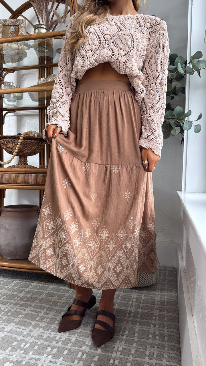 Fallen Marrow Maxi Skirt, Camel